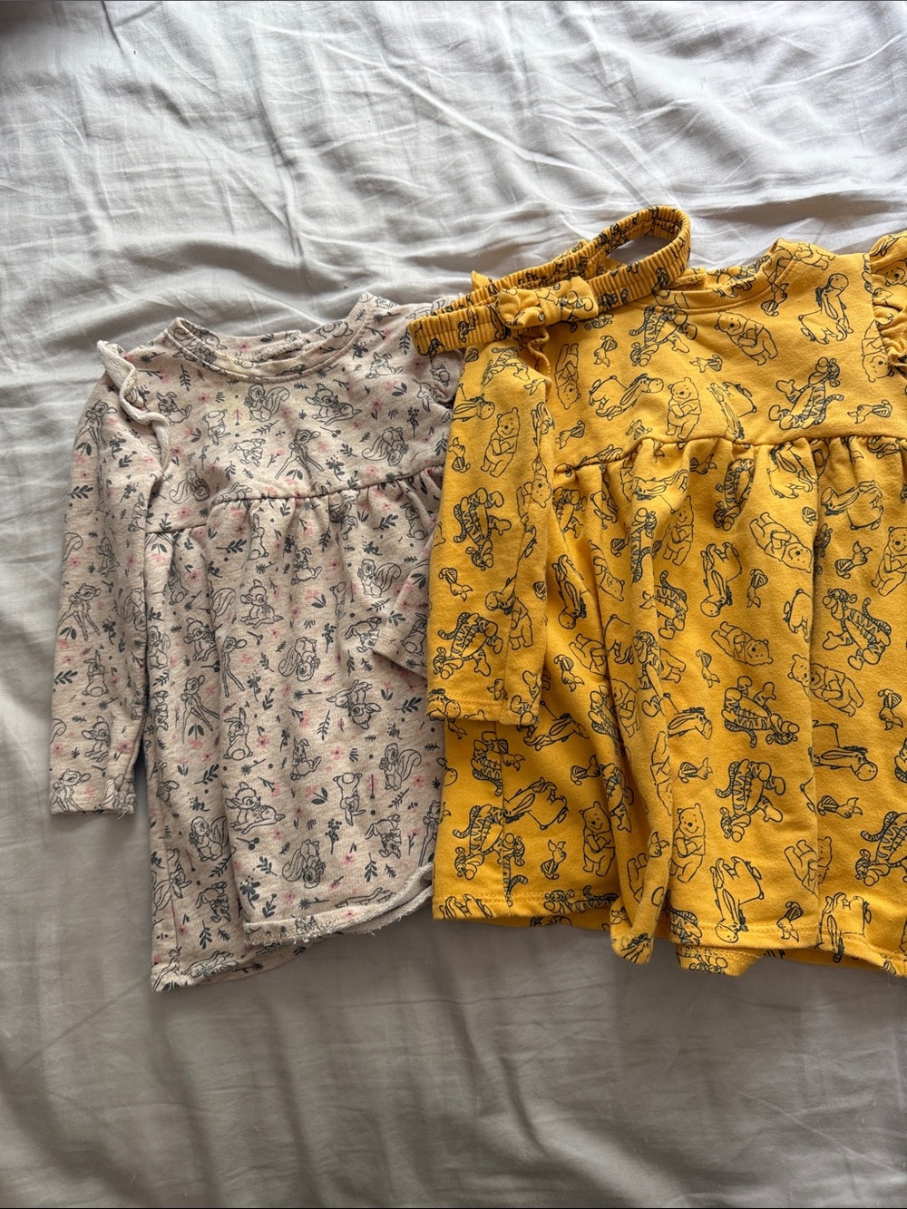 Disney Yellow Winnie the Pooh and Bambi Long-Sleeve Dress Top with Headband